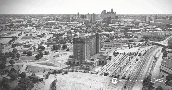 Michigan Central Aerial – Courtesy of Practice for Architecture and Urbanism (PAU)