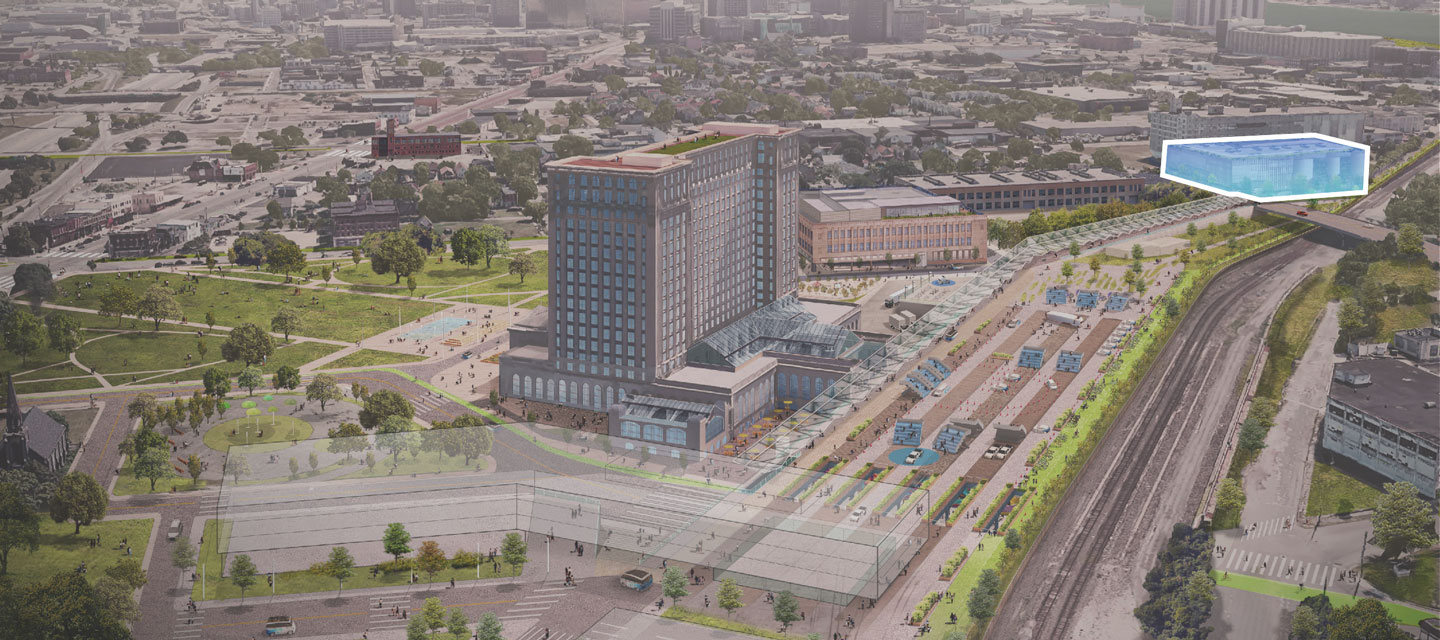 Michigan Central Station highlight parking hub